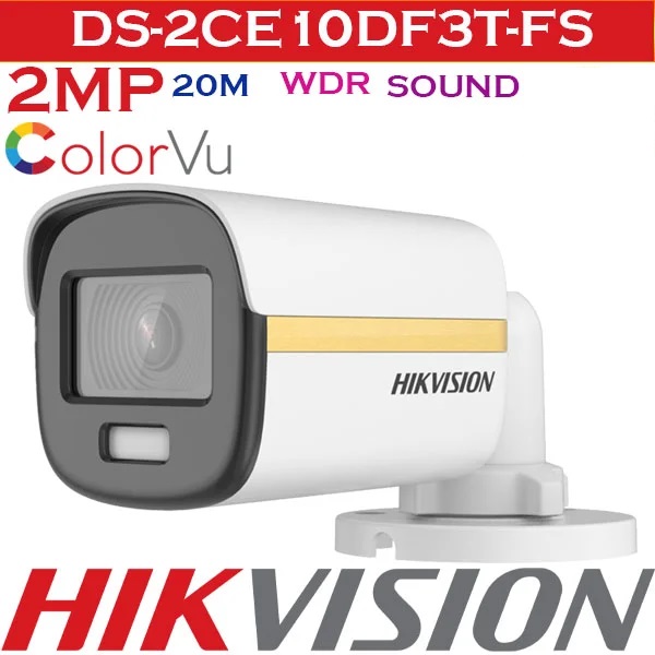CAMERA HD-TVI ColorVu HIKVISION DS-2CE10DF3T-FS 2MP 1080P, Tích hợp mic thu âm - Hàng Chính Hãng