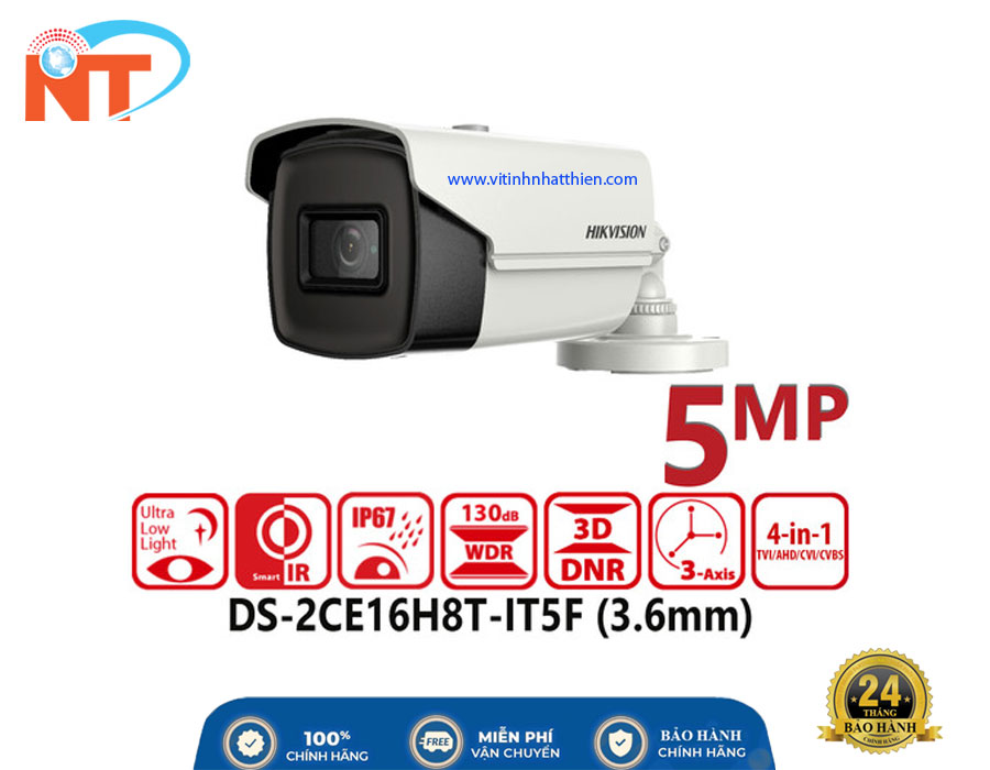 Camera HD-TVI Analog HIKVISION DS-2CE16H8T-IT5F, 5.0 Megapixel