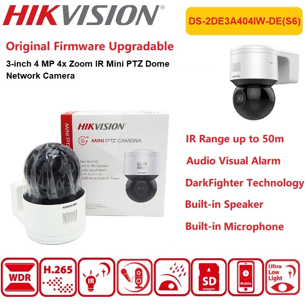 Camera IP Speed Dome Mini 4MP 2K ColorVu HIKVISION DS-2DE3A404IW-DE(S6) Đàm thoại 2 chiều, màu ban đêm - hàng chính hãng