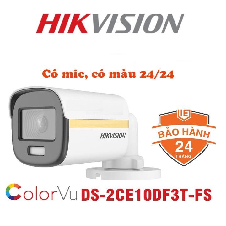 CAMERA HD-TVI ColorVu HIKVISION DS-2CE12DF3T-FS 1080P Tích hợp mic thu âm - Hàng Chính Hãng