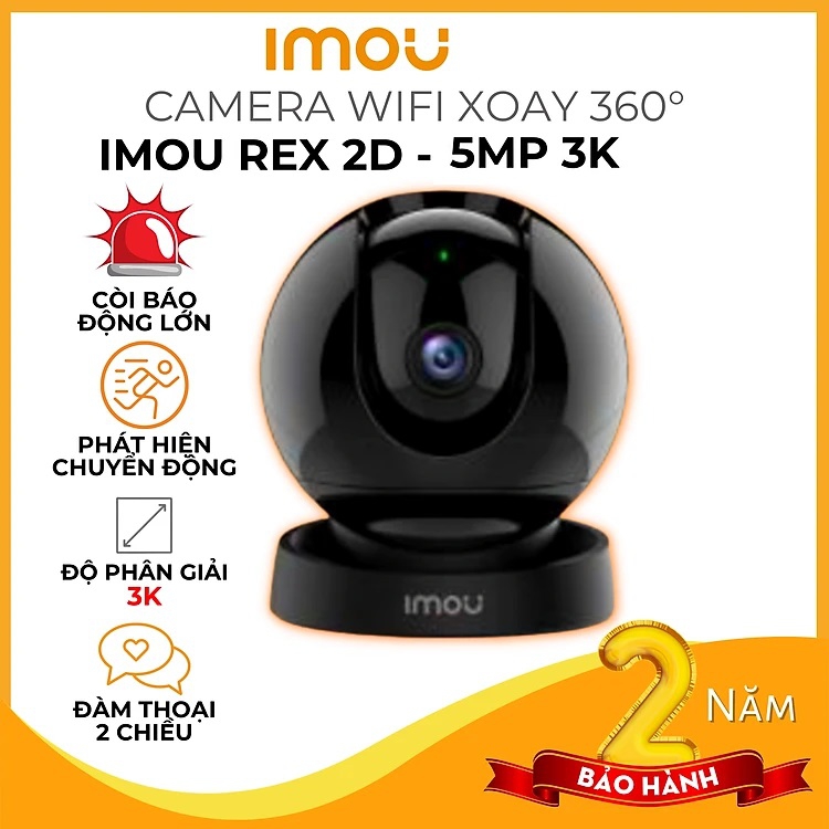 Camera IP WIFI IMOU REX 2D 5MP 3K Xoay 360 độ, đàm thoại 2 chiều - hàng chính hãng