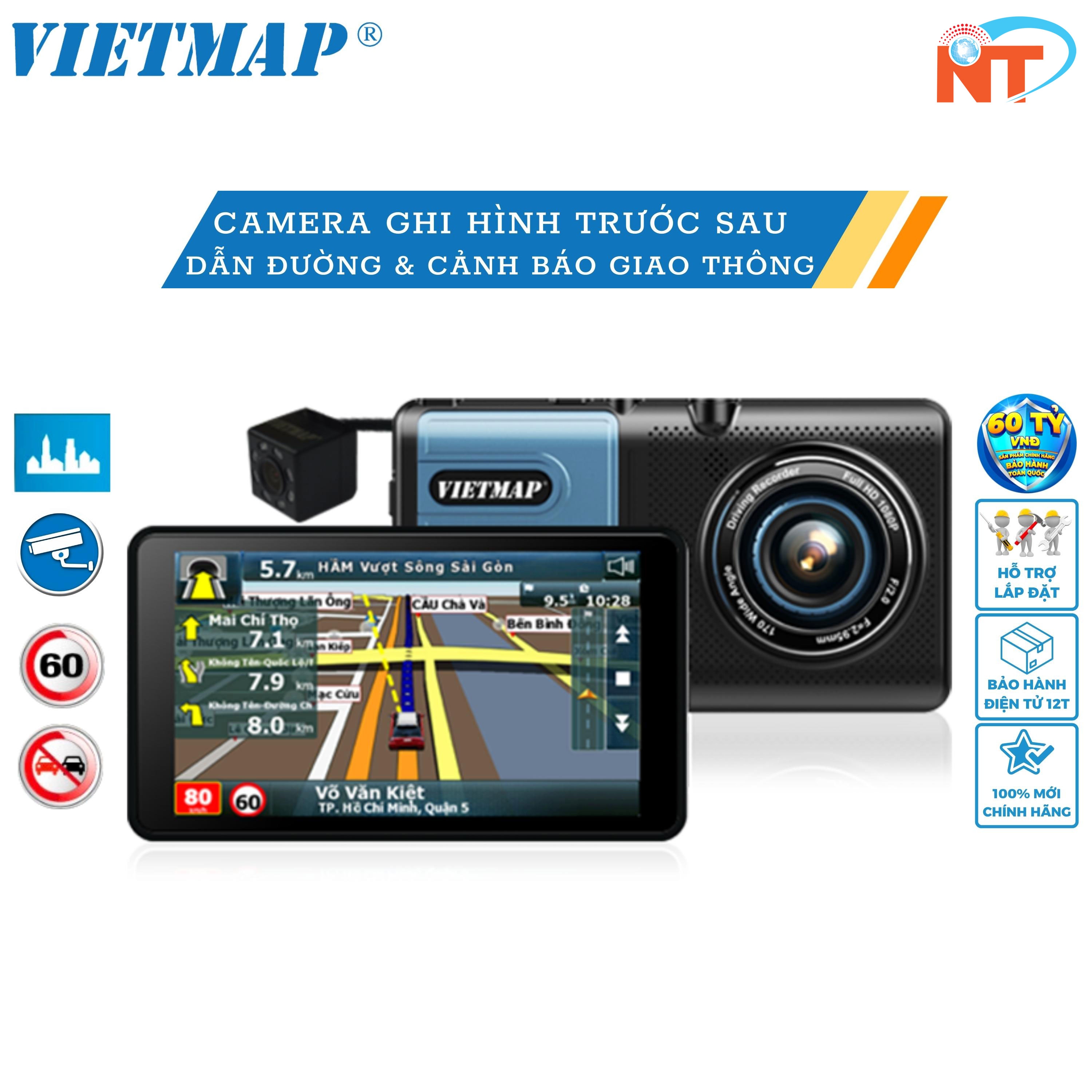 Vietmap A50 - Dẫn đường S1+Cảnh báo giao thông - camera hành trình trước sau - Hàng chính hãng