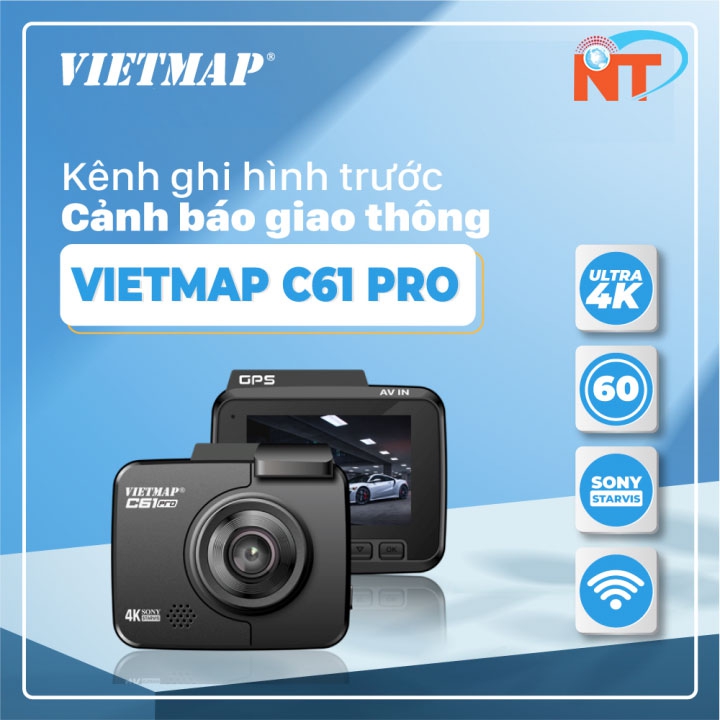 Camera Vietmap C61 Pro - Cảnh báo tốc độ giới hạn bằng giọng nói - Ghi hình 4K hành trình ô tô - Hàng chính hãng