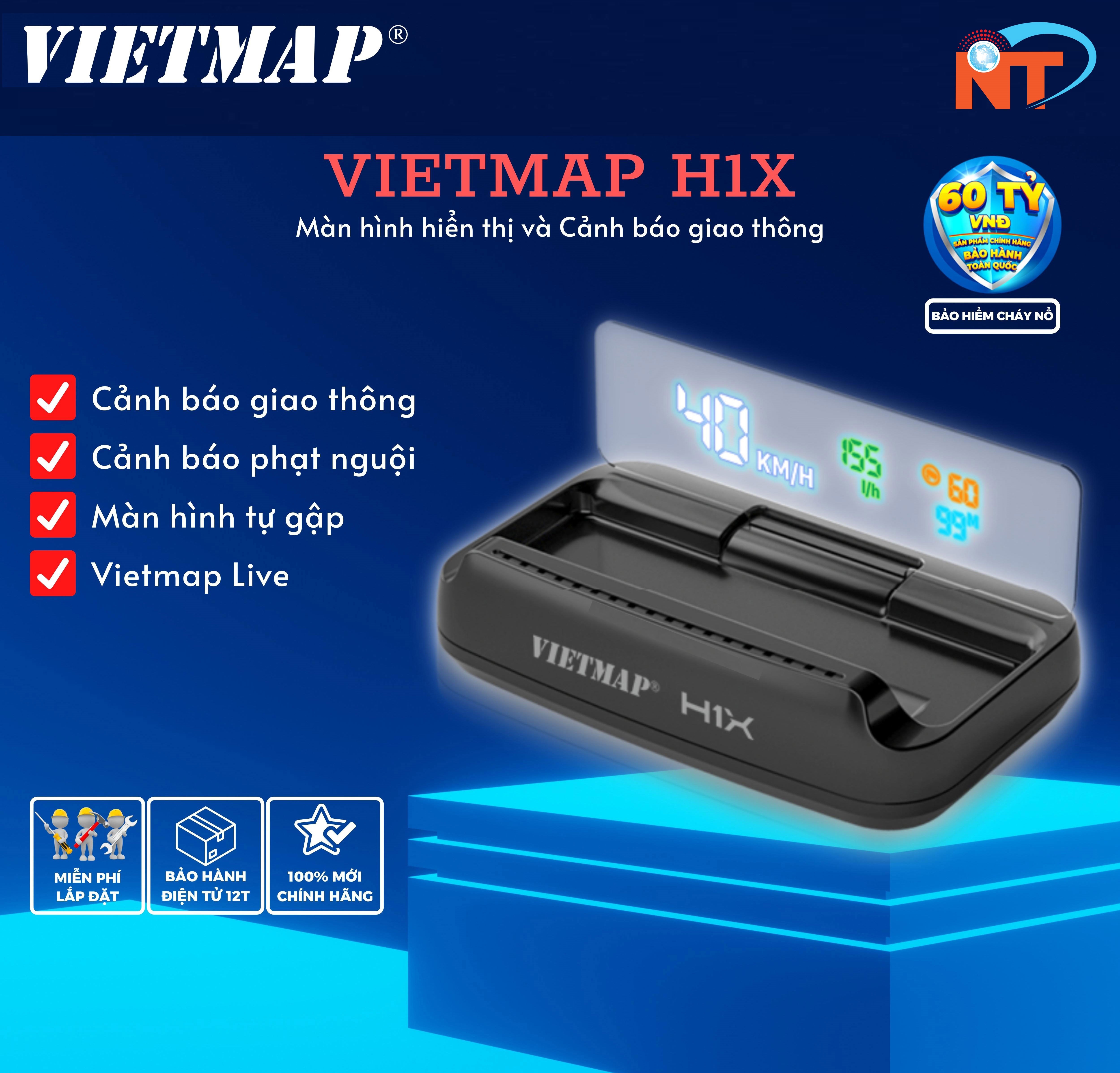 Màn hình hiển thị Vietmap H1X - Cảnh báo tốc độ giới hạn - Camera giao thông - Hàng chính hãng